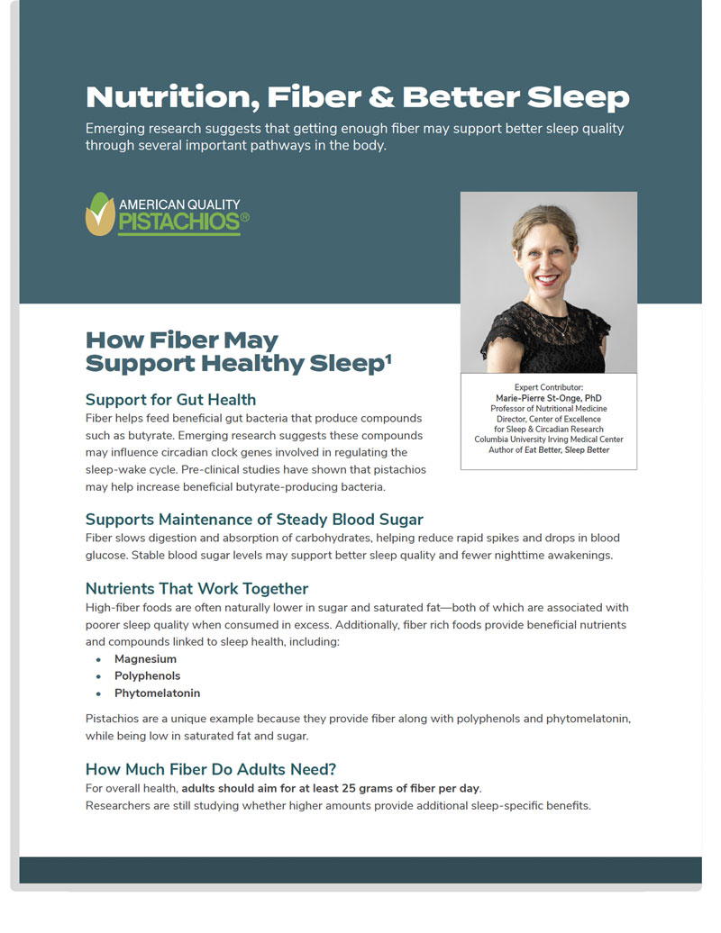 Nutrition, Fiber and Better Sleep