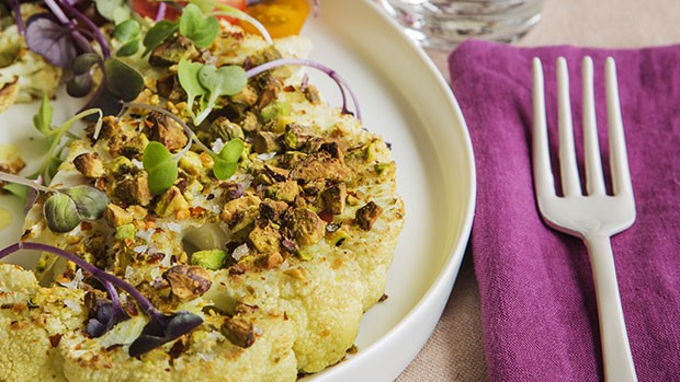 Pistachio Crusted Cauliflower Steaks