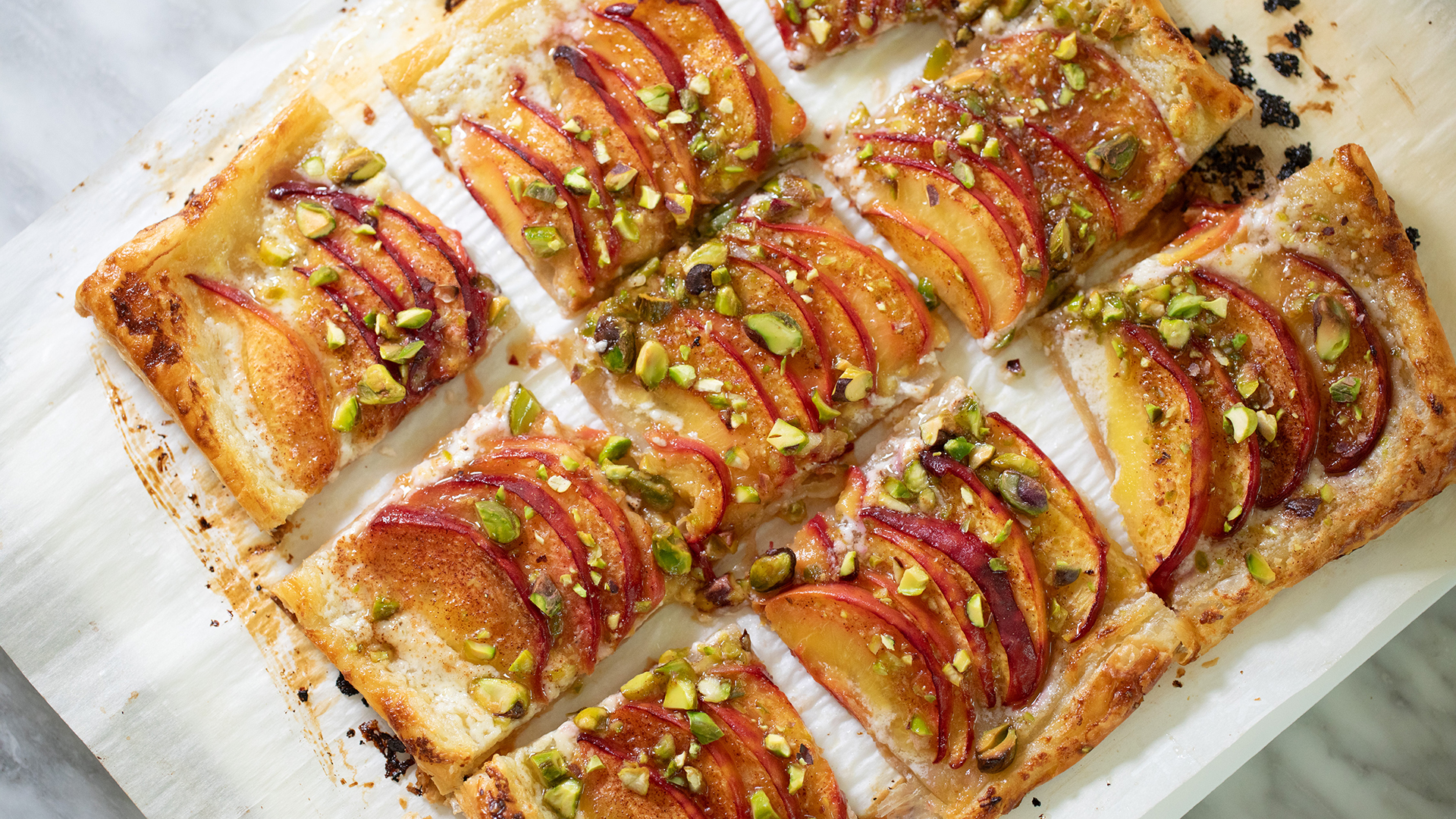 Pistachio Peach Tart
