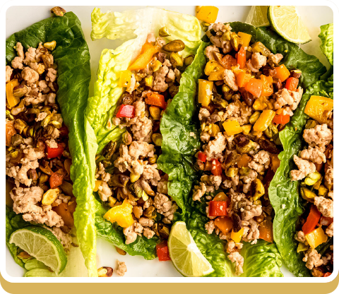 Pistachio Chicken Lettuce Wraps