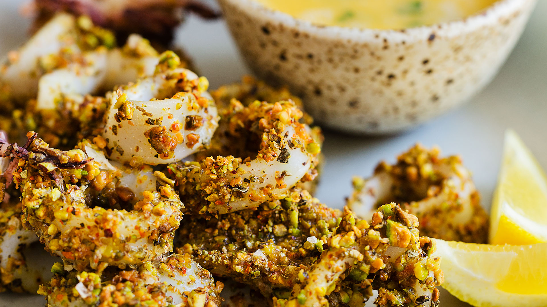 Pistachio Crusted Calamari with Easy Beurre Blanc Sauce