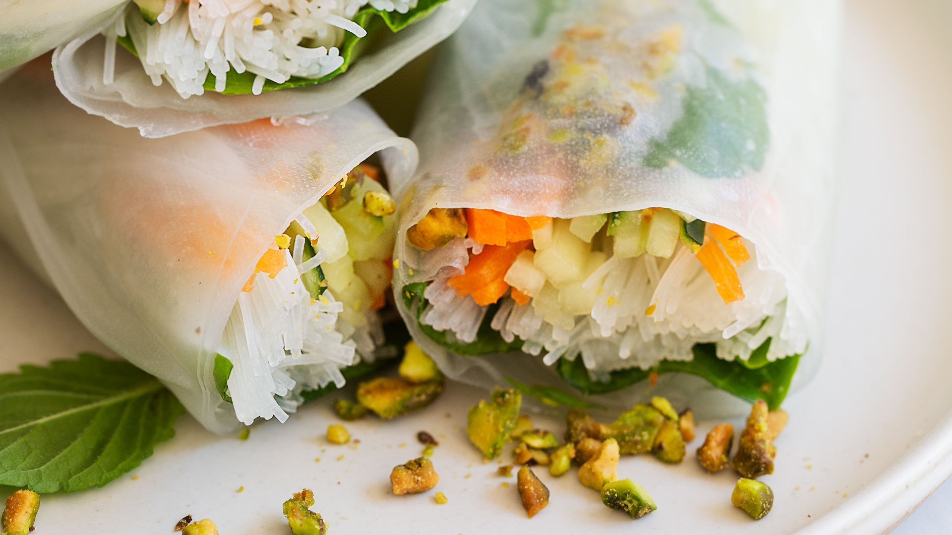 Spring Rolls with Mint and Pistachios