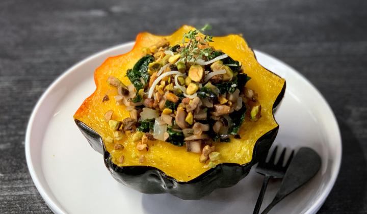 Acorn squash, Quinoa, Pistachios 