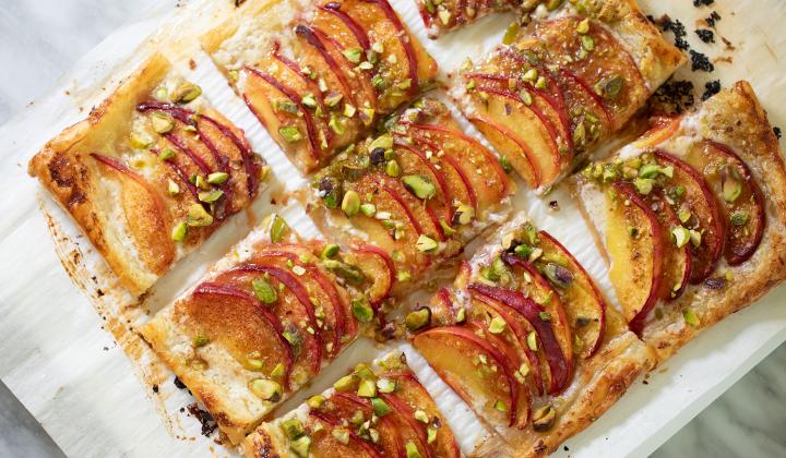 Pistachio Peach Tart